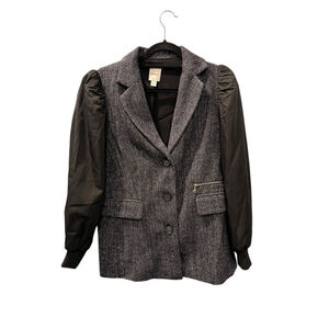 Maeve Anthropologie Mixed Media Relaxed Jacket Blazer Size 2 Women's Black